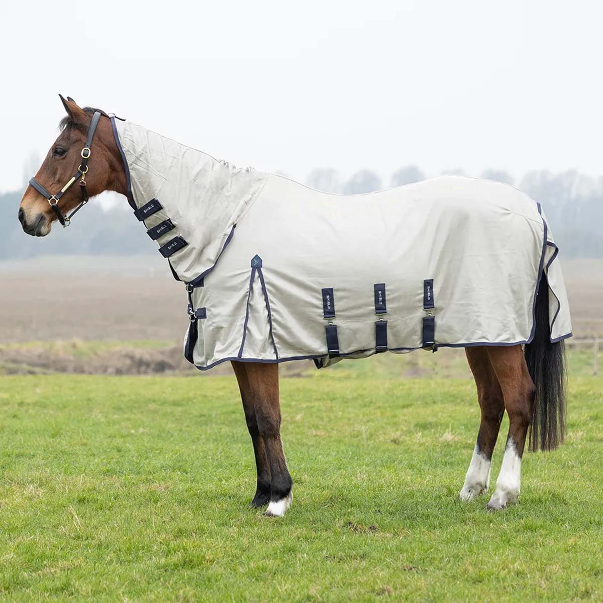 Defence X Shield Rain Repel Mesh Combi Fly Rug Grey