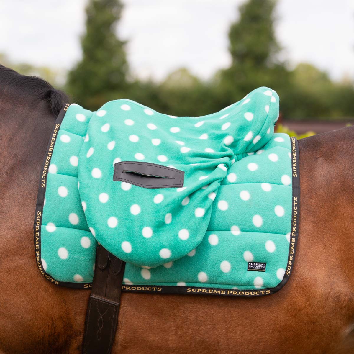 Supreme Products Ride on Dotty Fleece Saddle Cover Gorgeous Green 