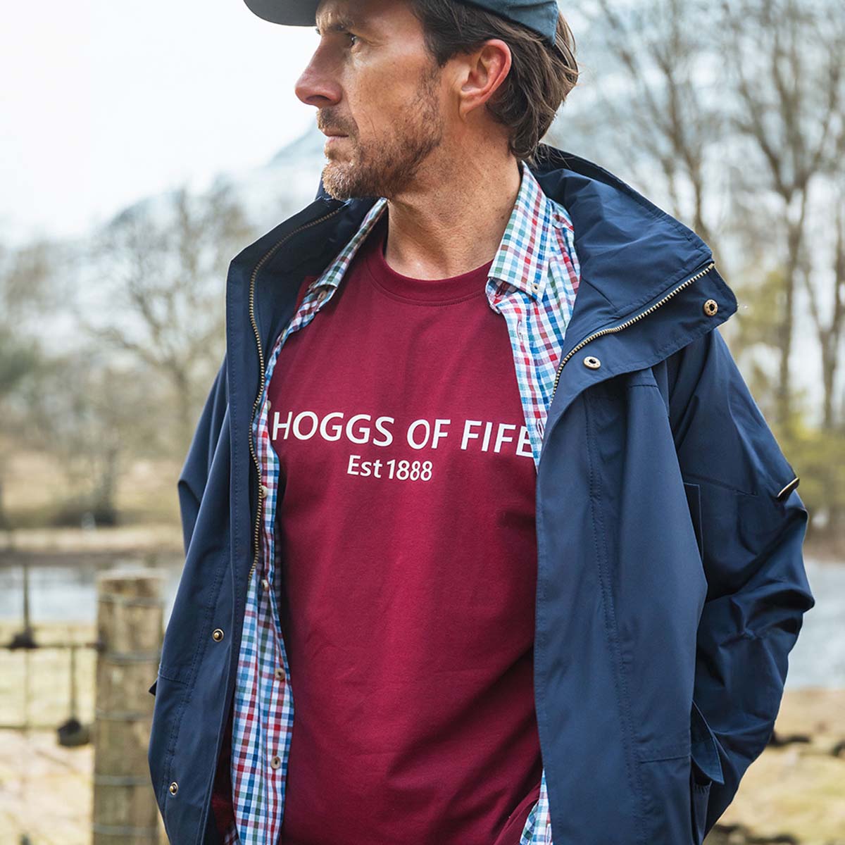 Hoggs Of Fife Canonbie Printed T-Shirt Burgundy