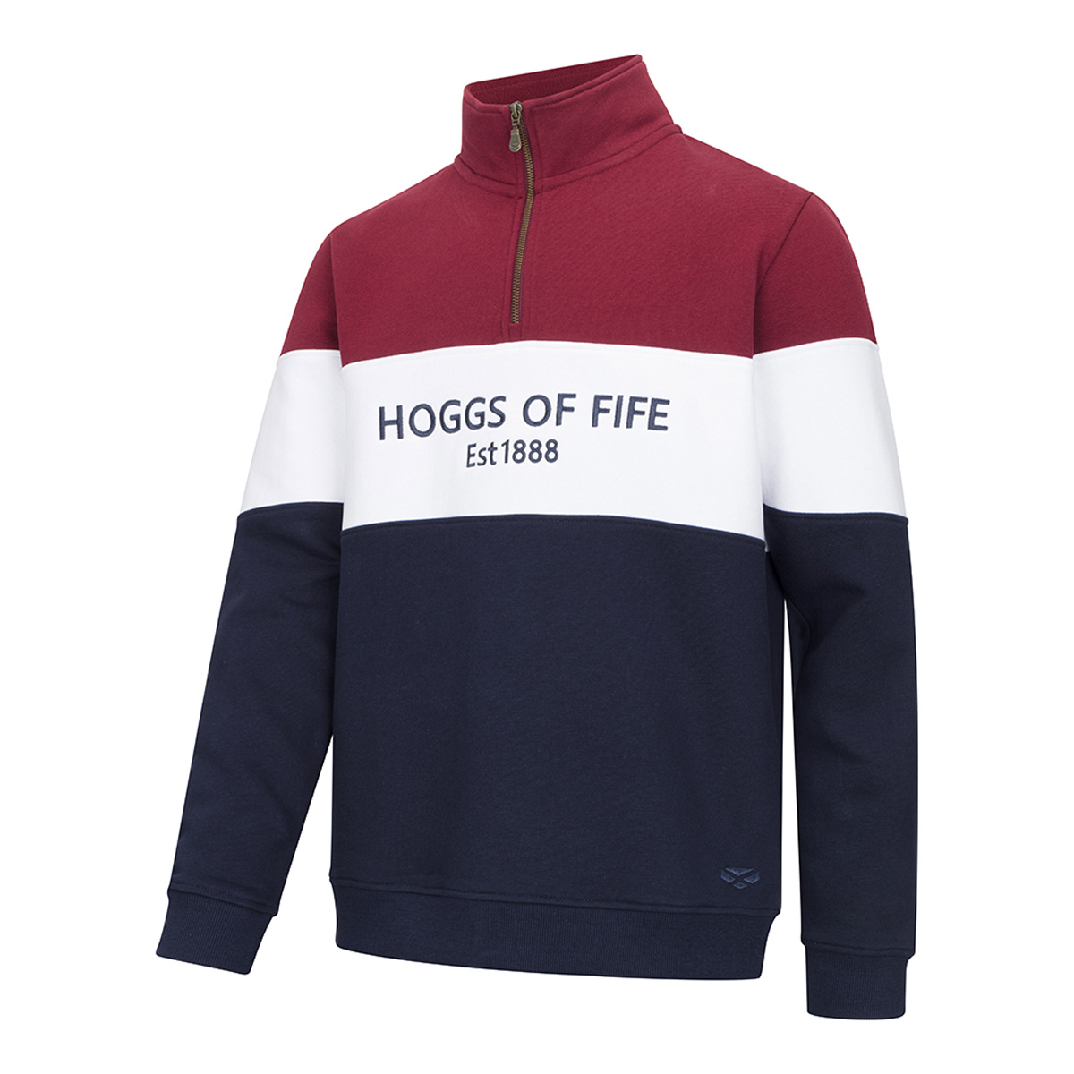 Hoggs Of Fife Dumfries 1888 Gents 1/4 Zip Sweatshirt Burgundy