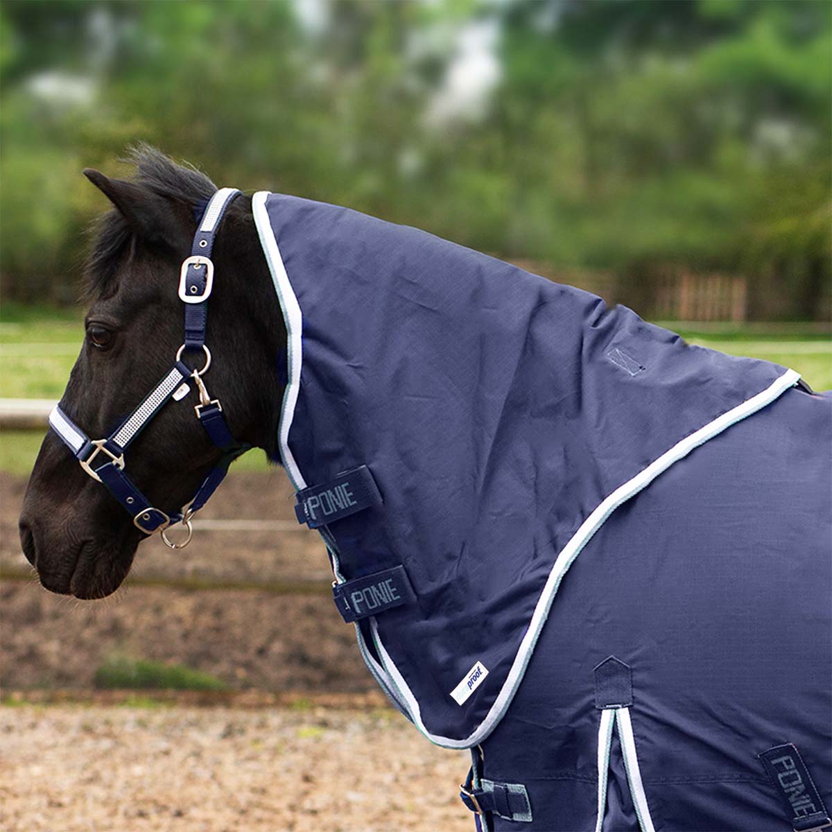 PONIE Duraproof 0g Turnout Rug Neck Cover Navy Blue