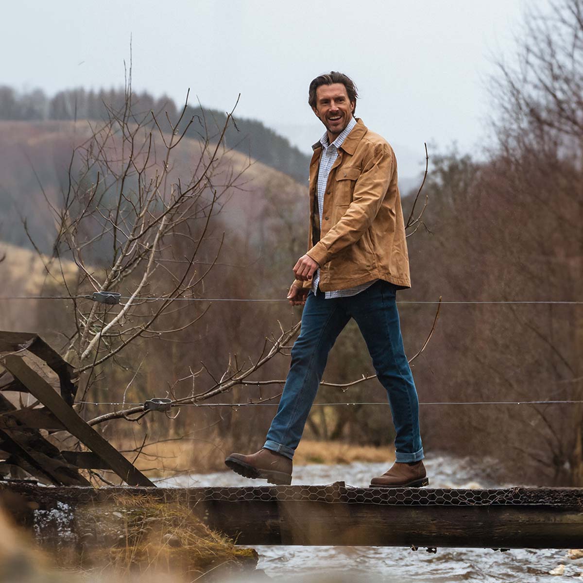 Hoggs Of Fife Huntly Waxed Canvas Utility Overshirt Tan