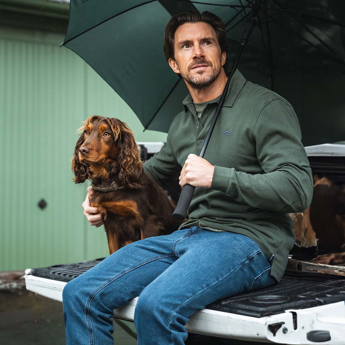 Hoggs Of Fife Moffat Long Sleeve Rugby Shirt Forest