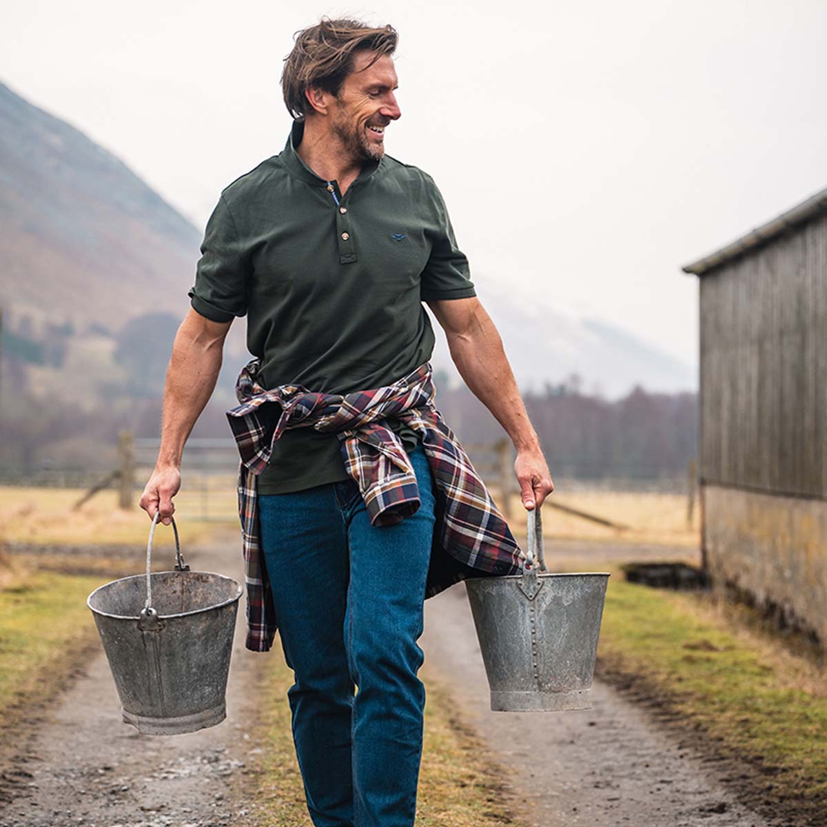 Hoggs Of Fife Newton Pique Polo Shirt Forest