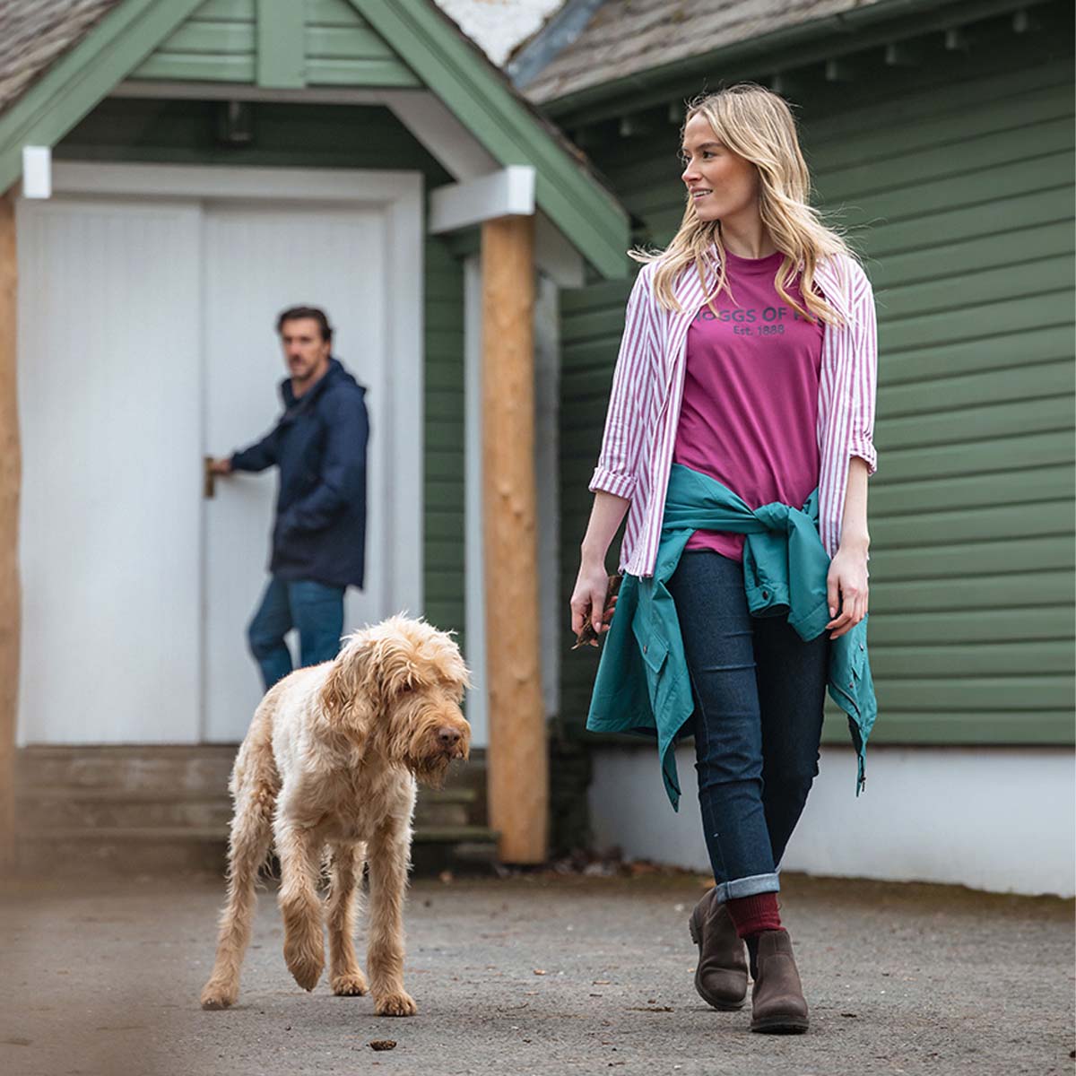 Hoggs Of Fife Sophia Oversized Stripe Shirt Berry