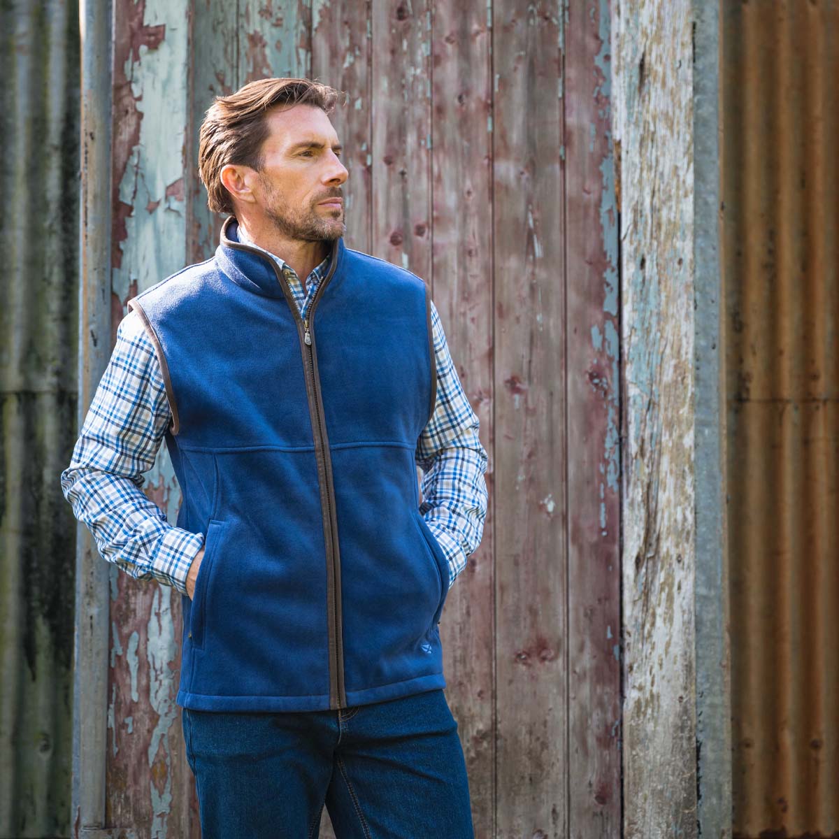 Hoggs Of Fife Stenton Technical Fleece Gilet Mens Nordic Blue