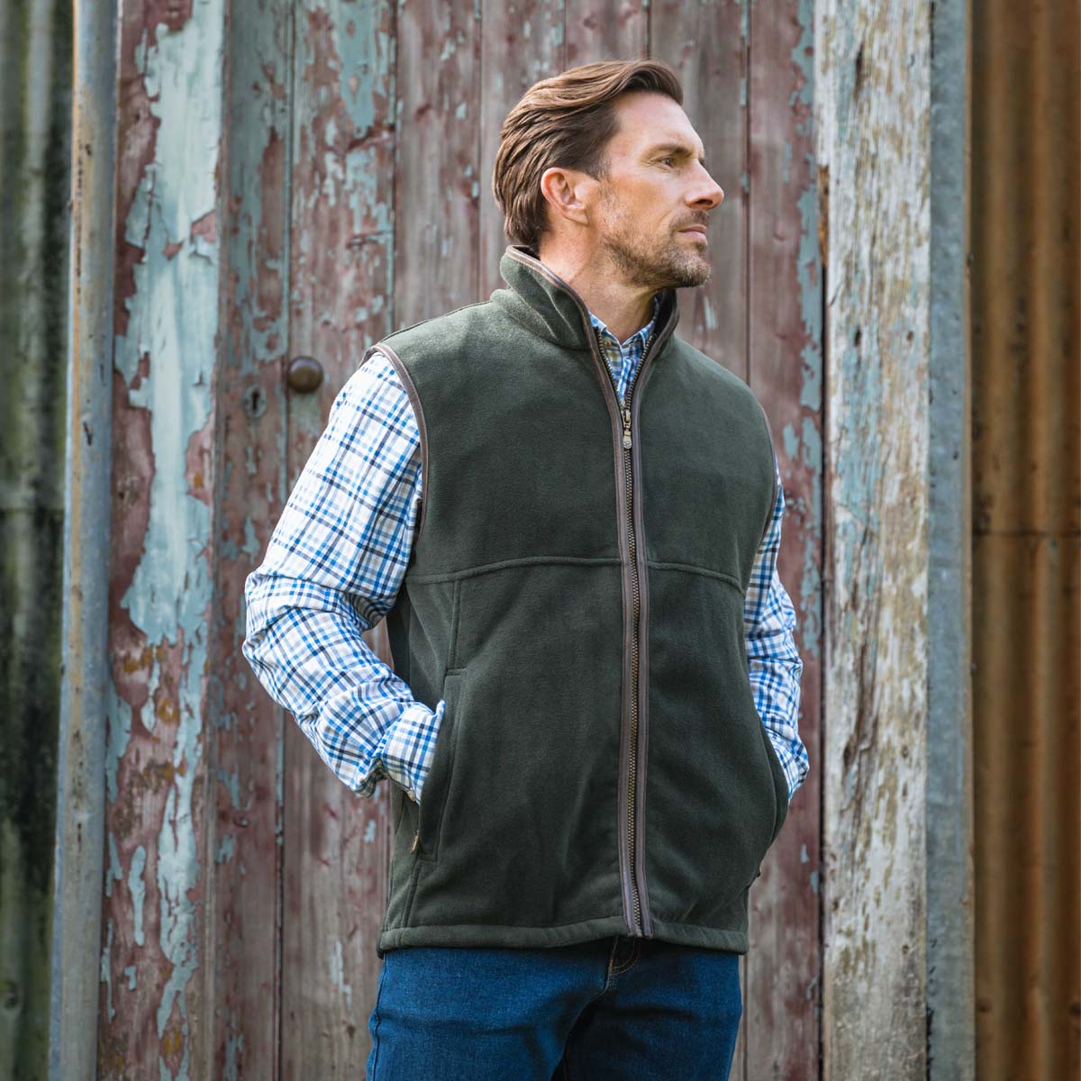 Hoggs Of Fife Stenton Technical Fleece Gilet Pine