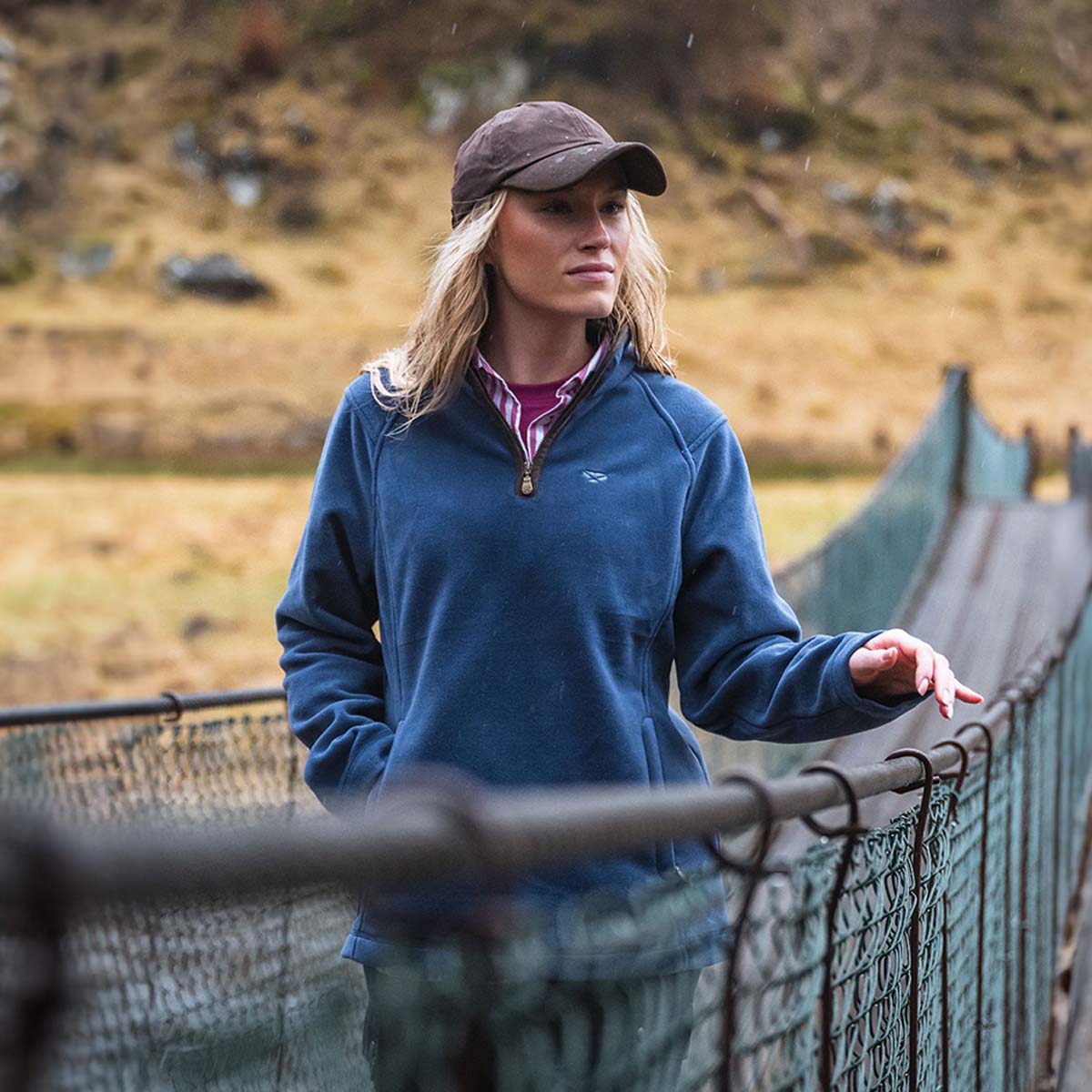 Hoggs Of Fife Stenton Ladies 1/4 Zip Fleece Nordic Blue