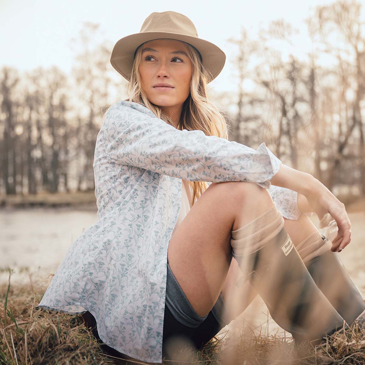 Hoggs Of Fife Thistle Print Shirt Ladies Seafoam